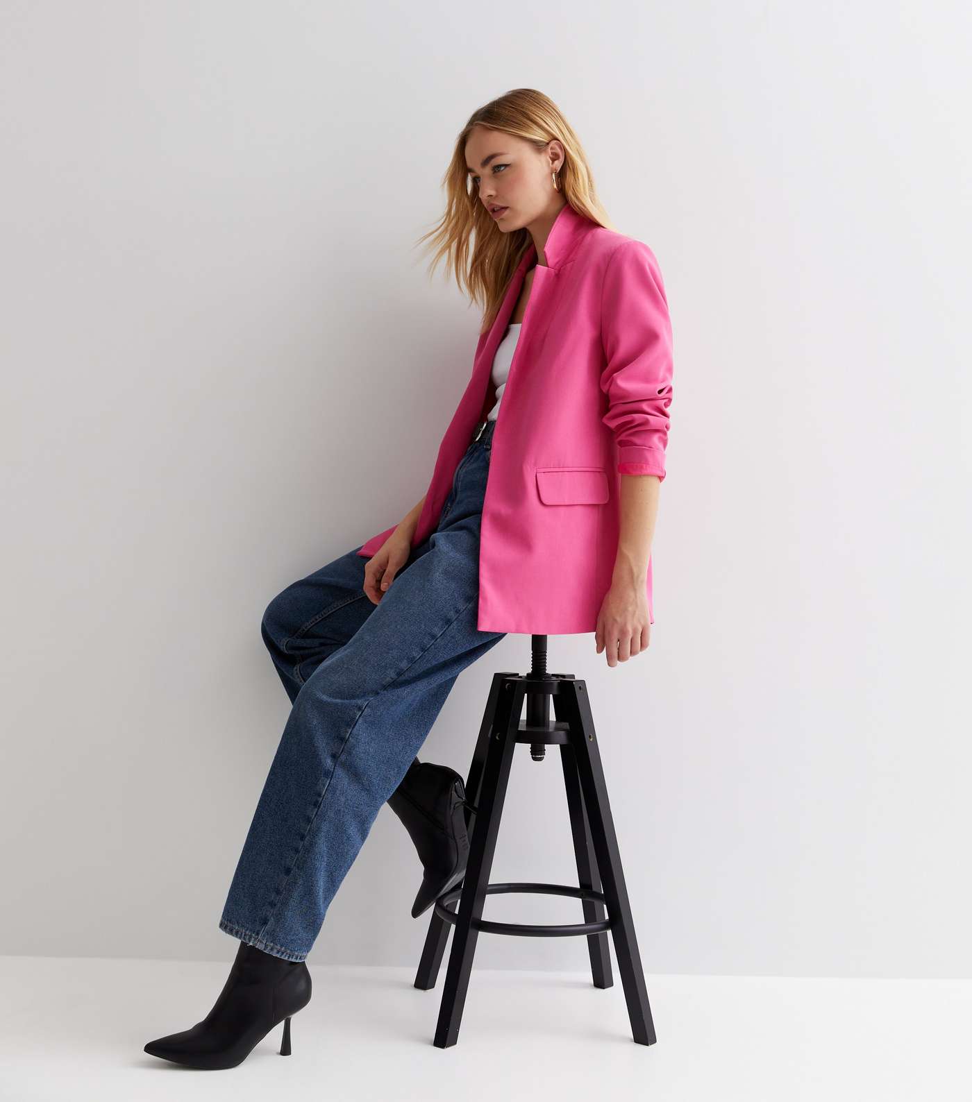 Bright Pink Long Sleeve Oversized Blazer Image 2