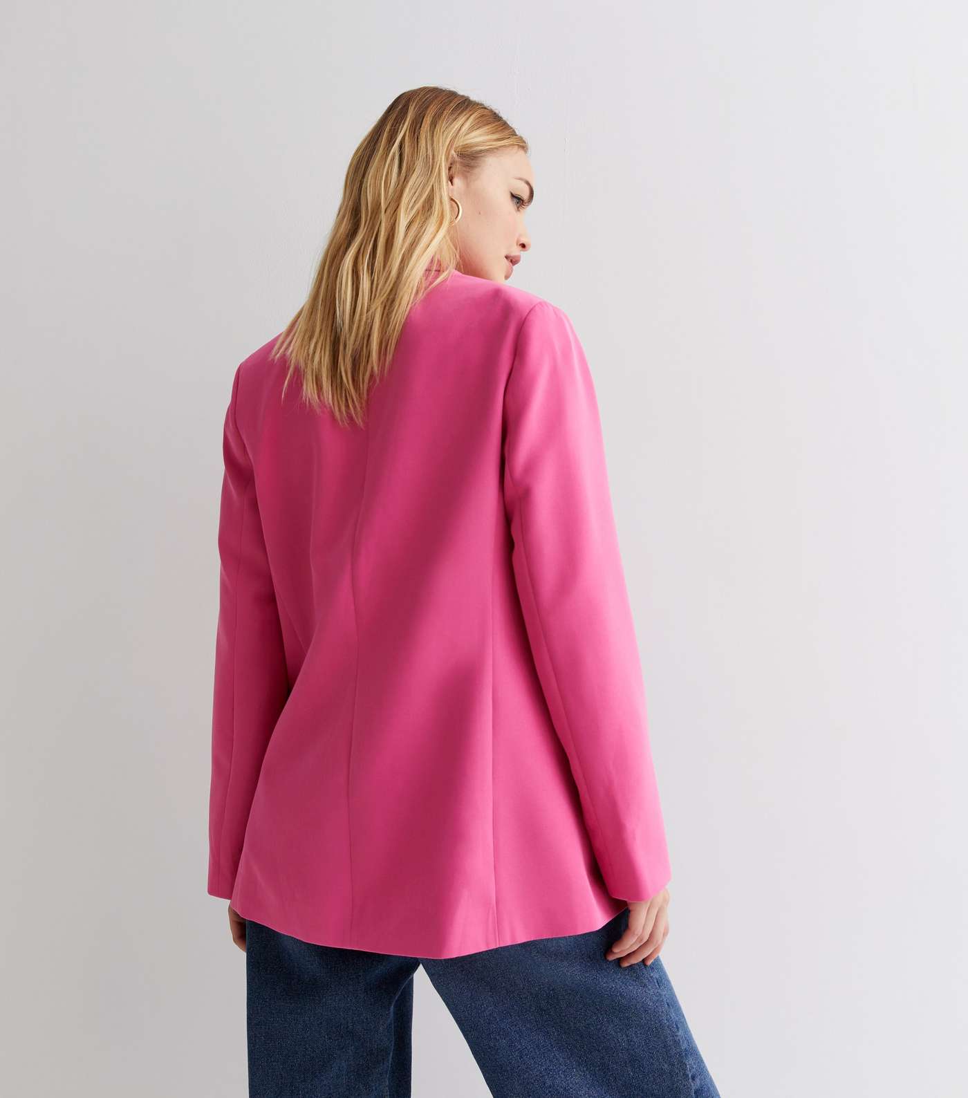 Bright Pink Long Sleeve Oversized Blazer Image 4