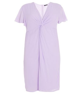 Click to view product details and reviews for Quiz Curves Lilac Chiffon Knot Front Dress New Look.