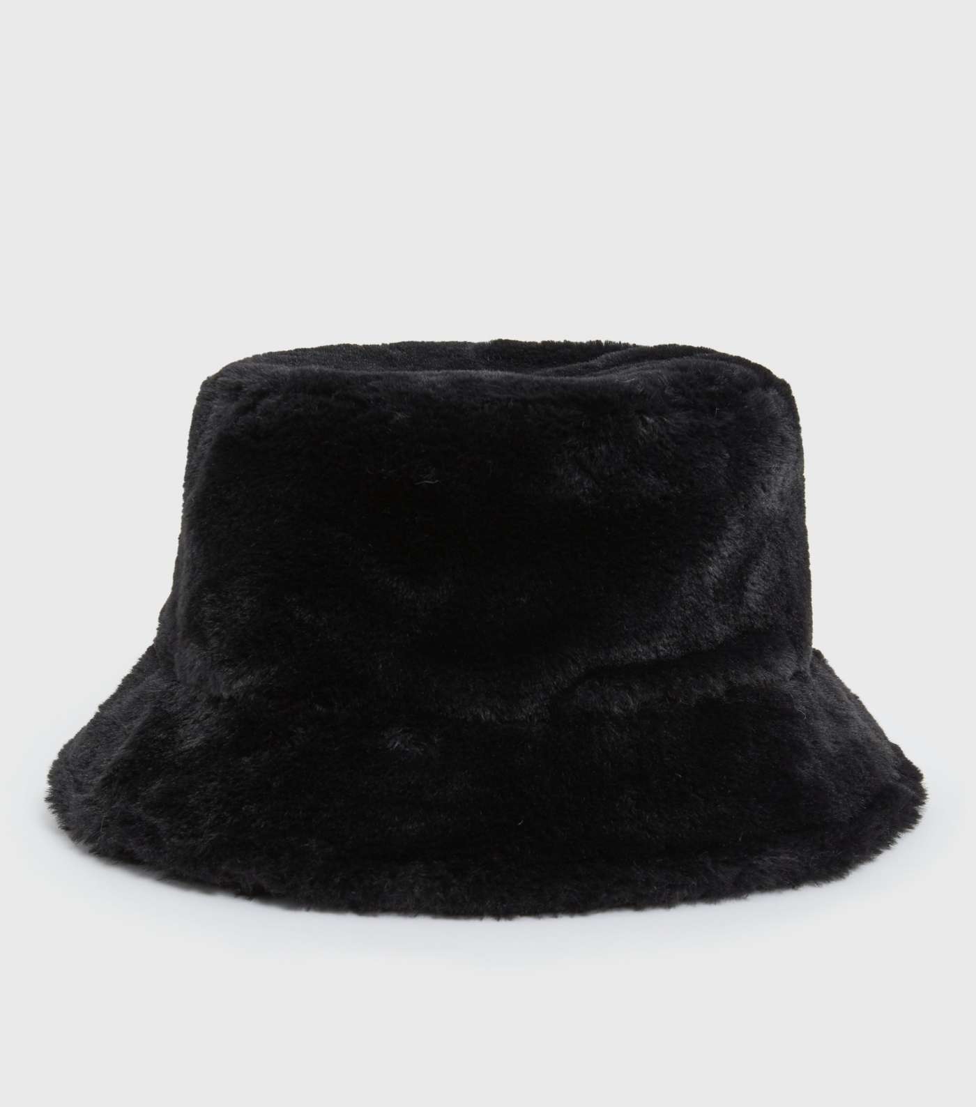 Black Faux Fur Bucket Hat Image 2