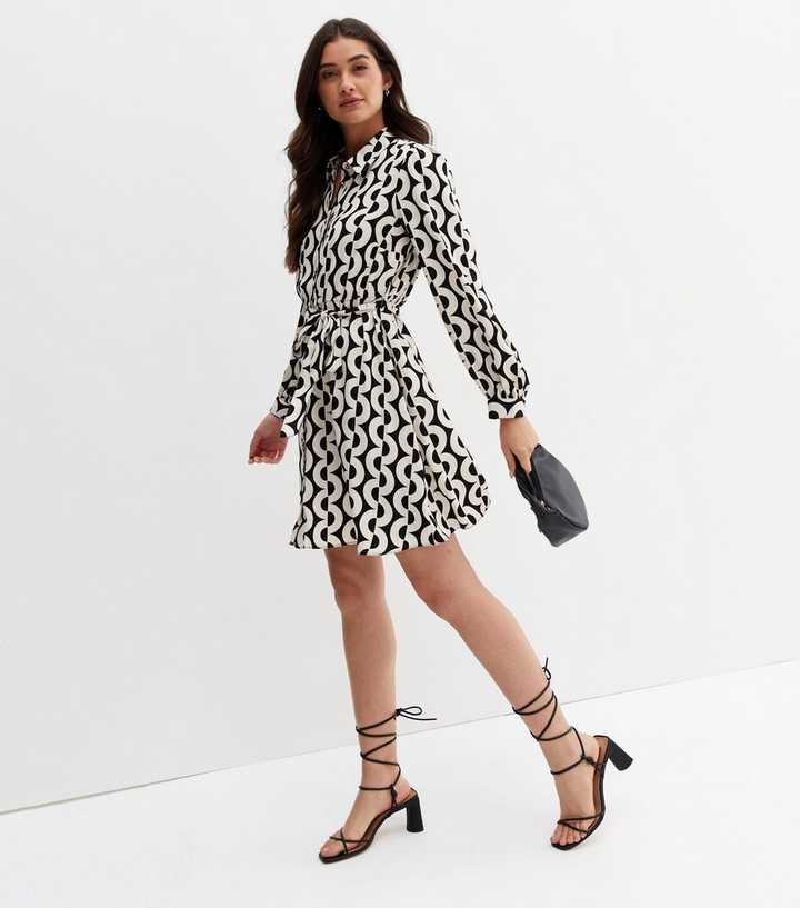 Black Fallen Jewels print midi shirt dress