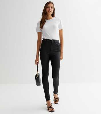 Black Coated Leather-Look Lift & Shape Jenna Skinny Jeans