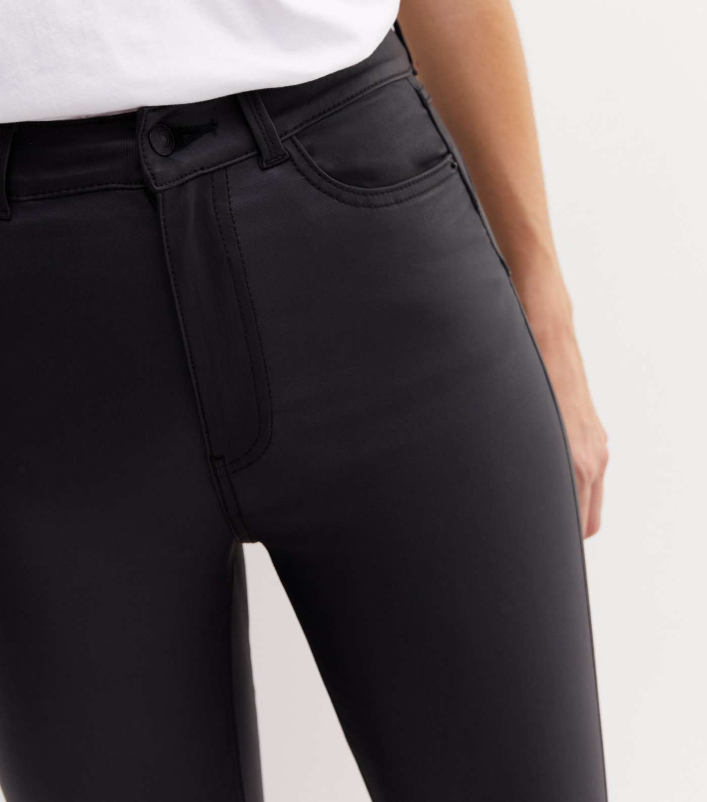 Black Coated Leather-Look Lift & Shape Jenna Skinny Jeans Image 5