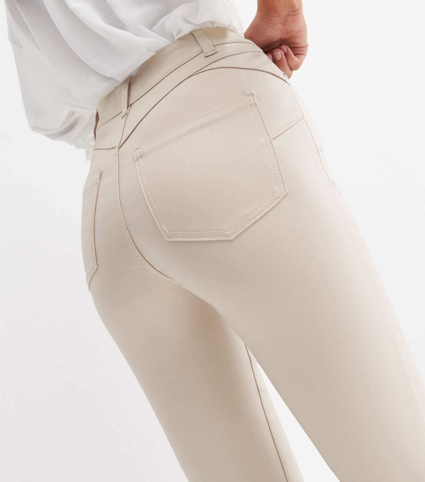 Off White Coated Leather-Look Lift & Shape Jenna Skinny Jeans Image 4