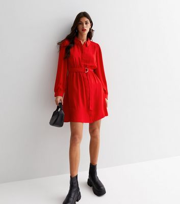 Ladies red hotsell shirt dress