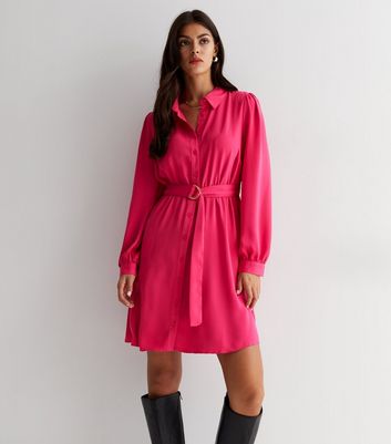 Bright pink shirt dress Outlet