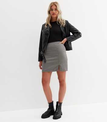 Tall Brown Check Split Hem Mini Skirt