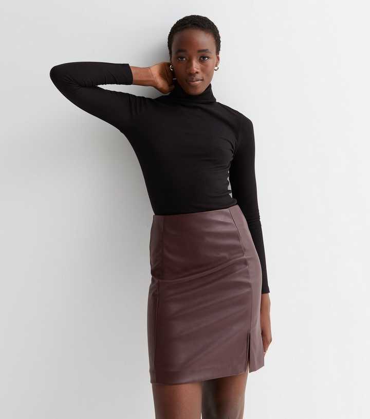 burgundy leather skirt warehouse