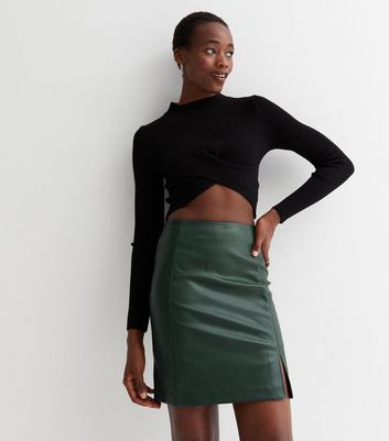 Buy Leather Look Pencil Skirt Online in India  Etsy