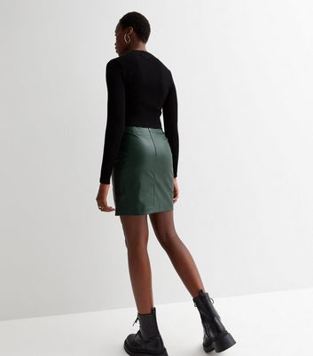 Mango Dec Cut-Out Faux Leather Pencil Skirt, Black, XS