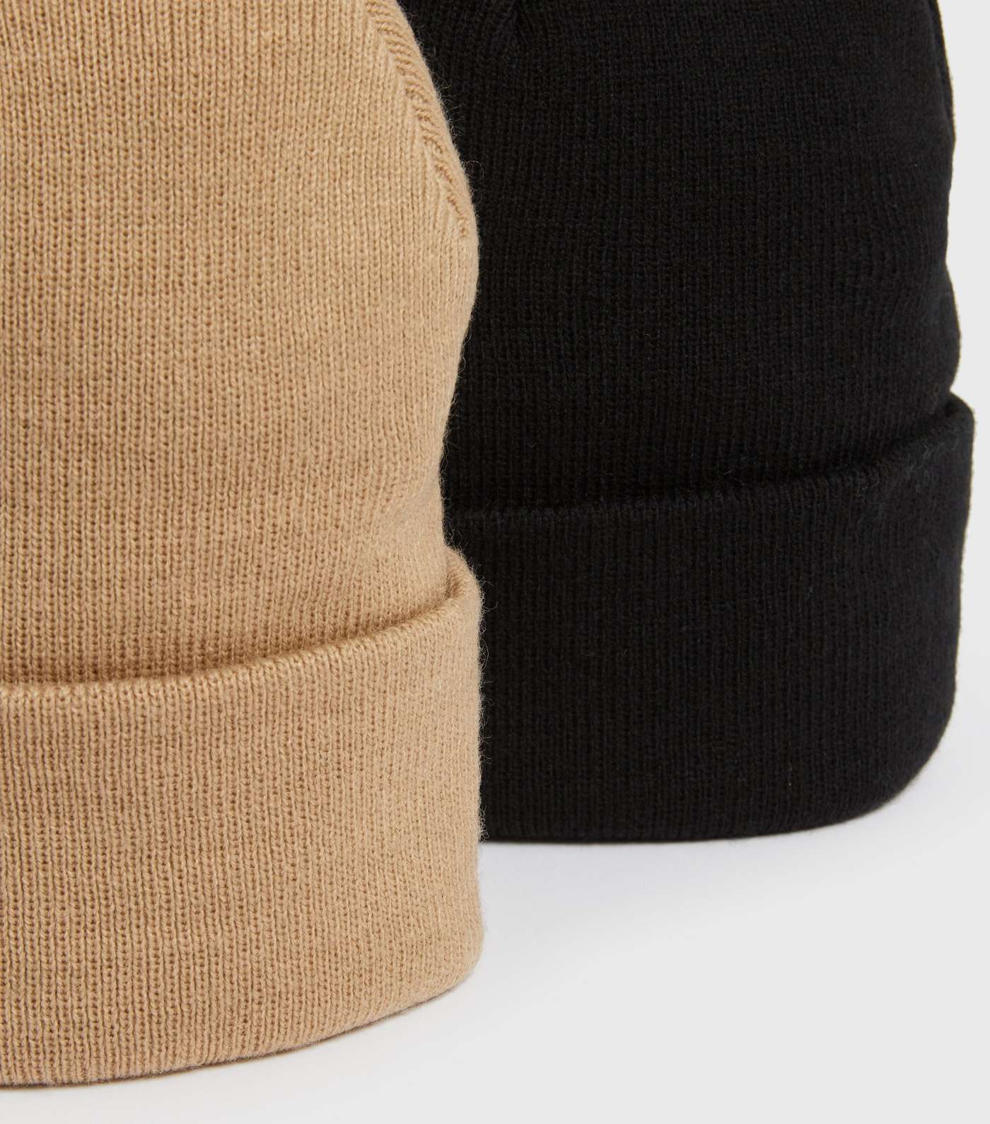 2 Pack Black and Brown Knit Beanies Image 3