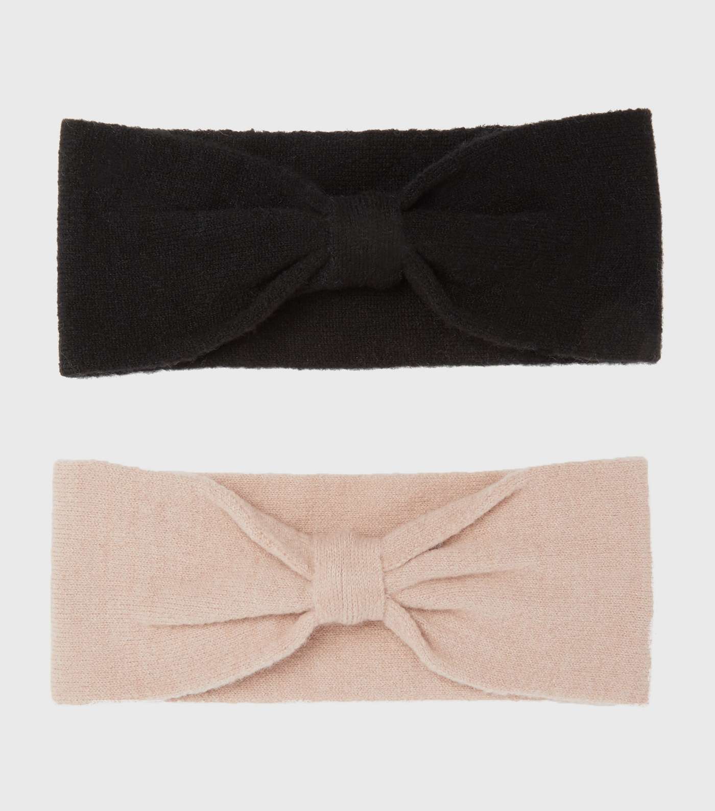 2 Pack Pink and Black Knit Knot Front Headbands Image 2
