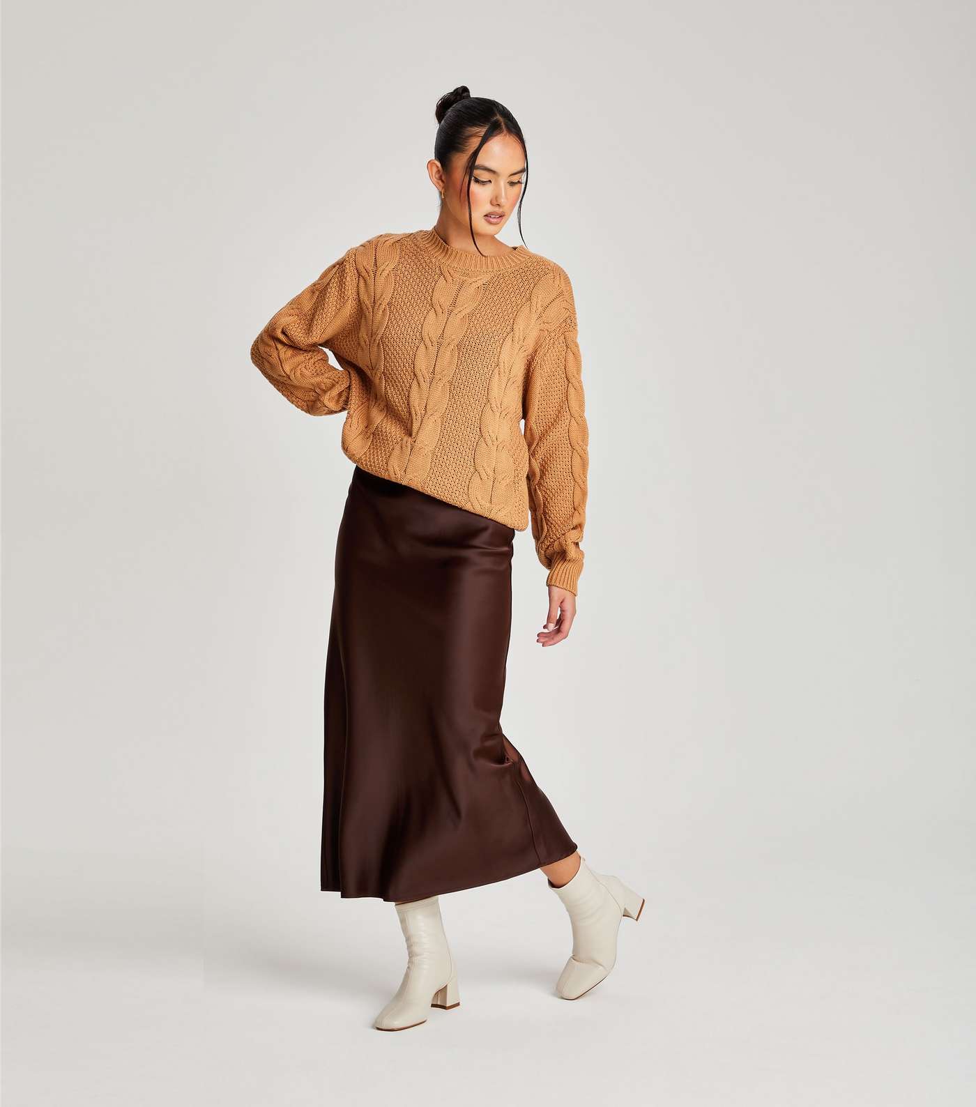 Urban Bliss Camel Cable Knit Jumper Image 3