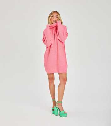 Urban Bliss Pink Knit Roll Neck Mini Dress
