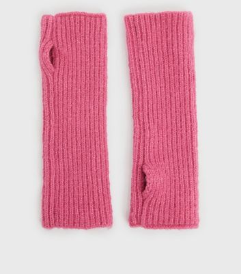 very pink knits fingerless gloves