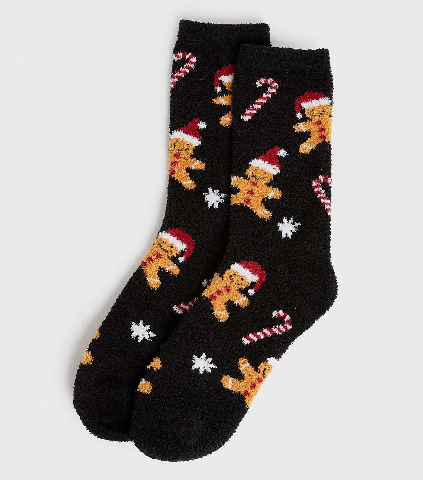 Black Christmas Gingerbread Fluffy Socks
