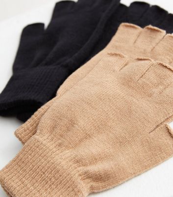 light brown fingerless gloves