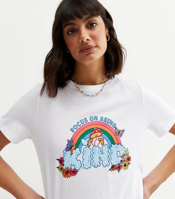 Damen Bekleidung White Rainbow Kind Logo T-Shirt