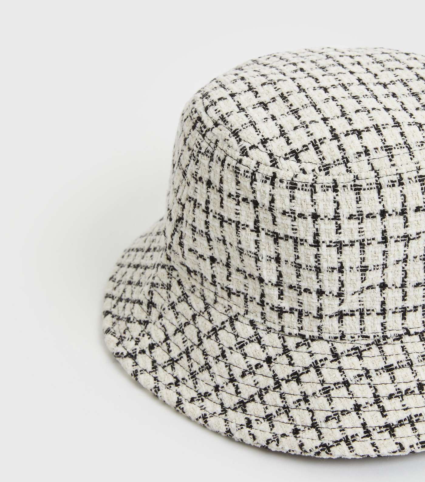 White Bouclé Bucket Hat Image 3