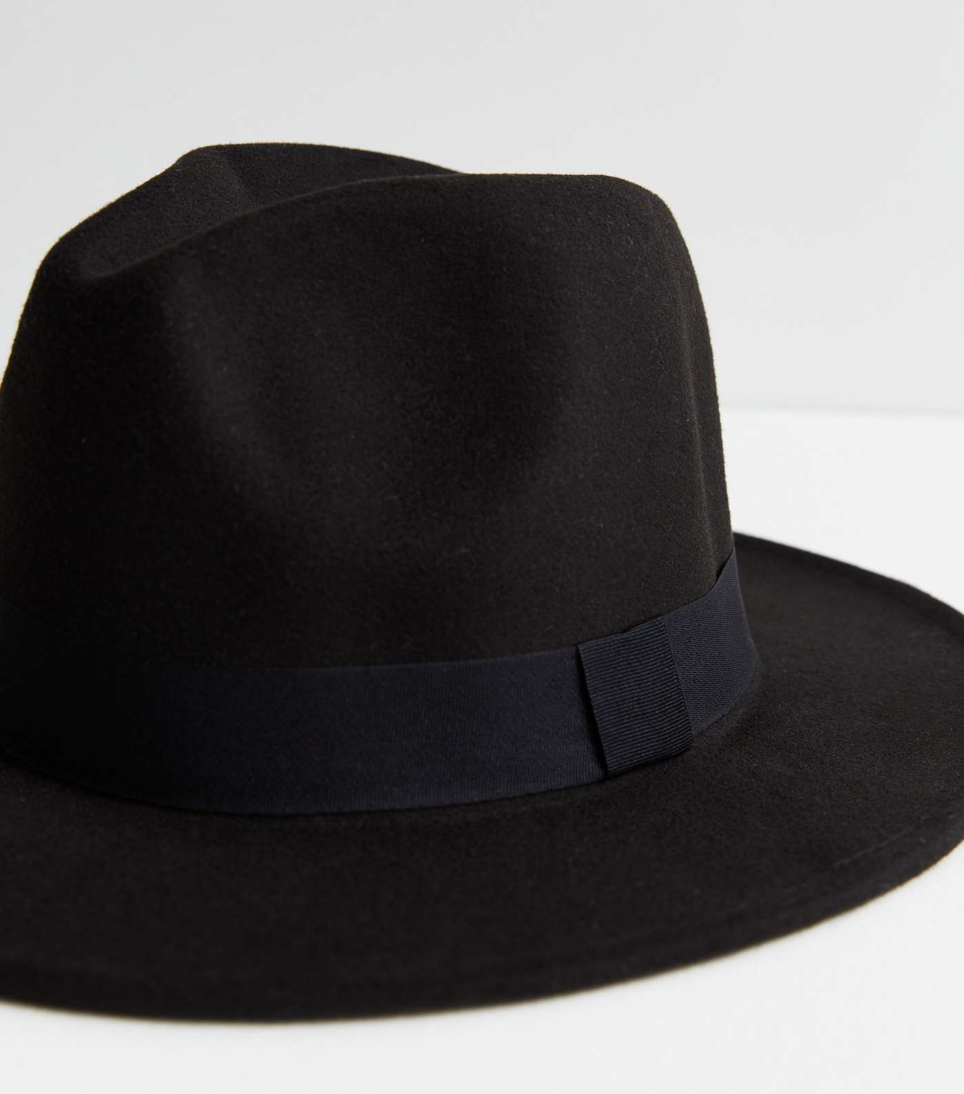 Black Ribbon Trim Fedora Hat Image 3
