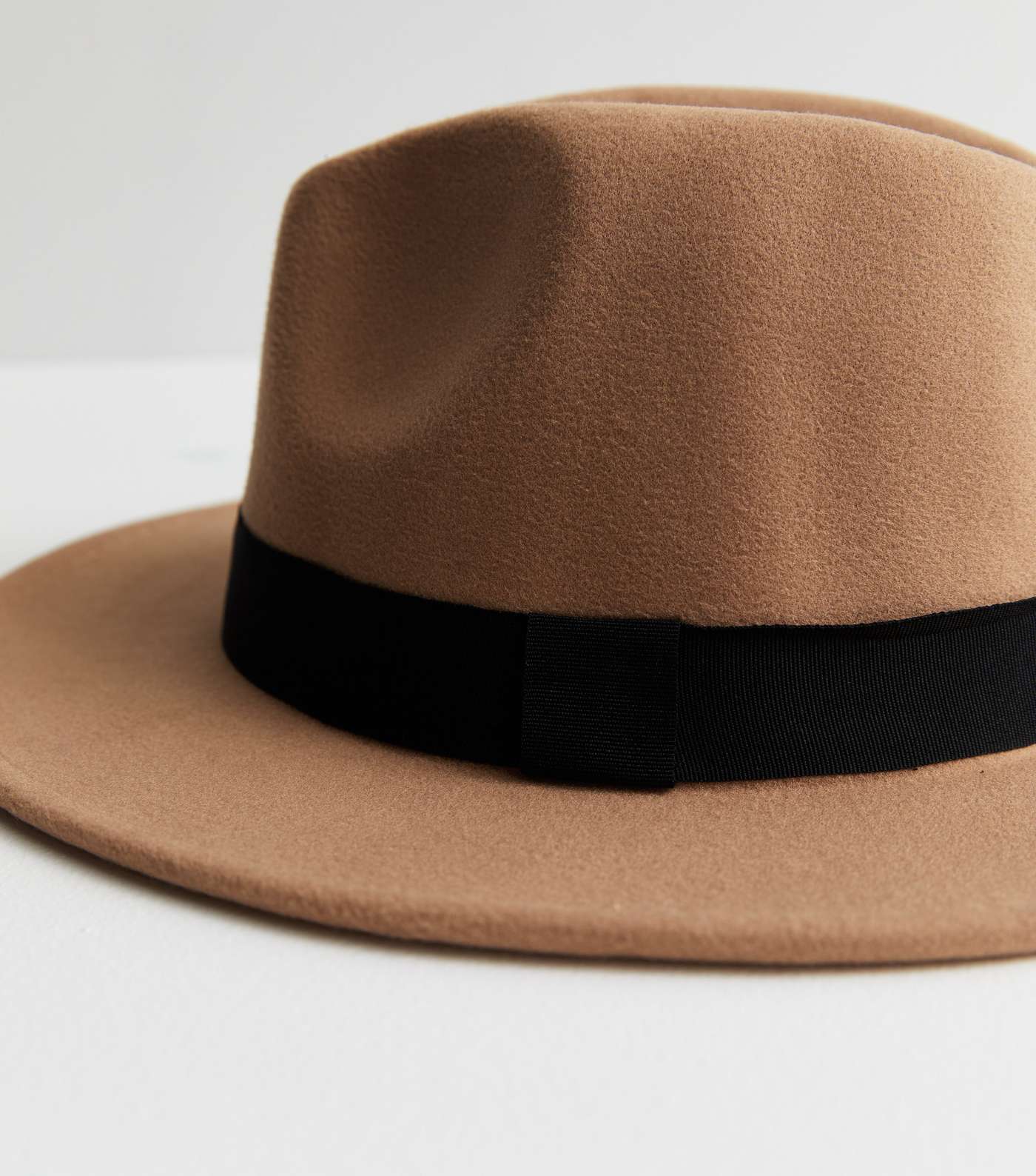 Light Brown Ribbon Trim Fedora Hat Image 3
