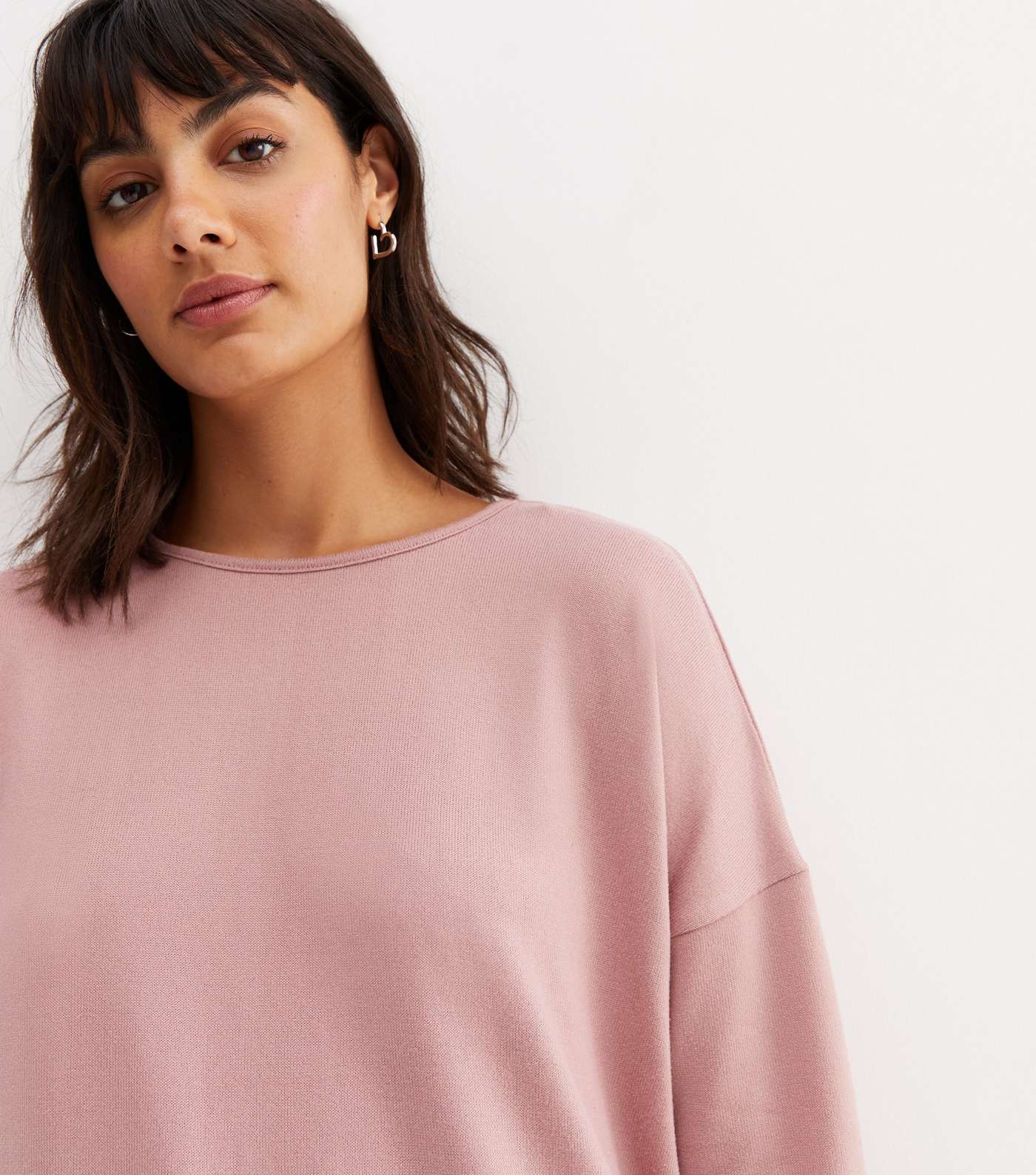 Pale Pink Fine Knit Long Sleeve Top Image 3