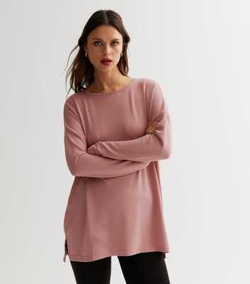 Pale Pink Fine Knit Long Sleeve Top