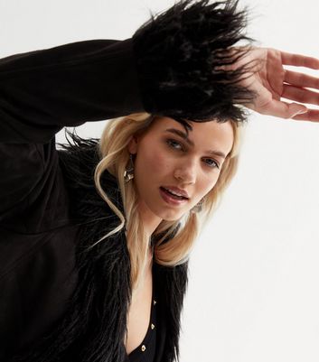 BNWT £76 Urban Outfitters Faux Fur Trim Cropped Jacket Black y2k Afghan S 8  | eBay
