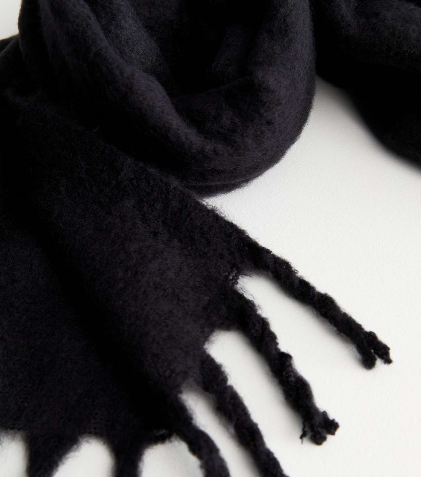 Black Knit Long Tassel Scarf Image 3
