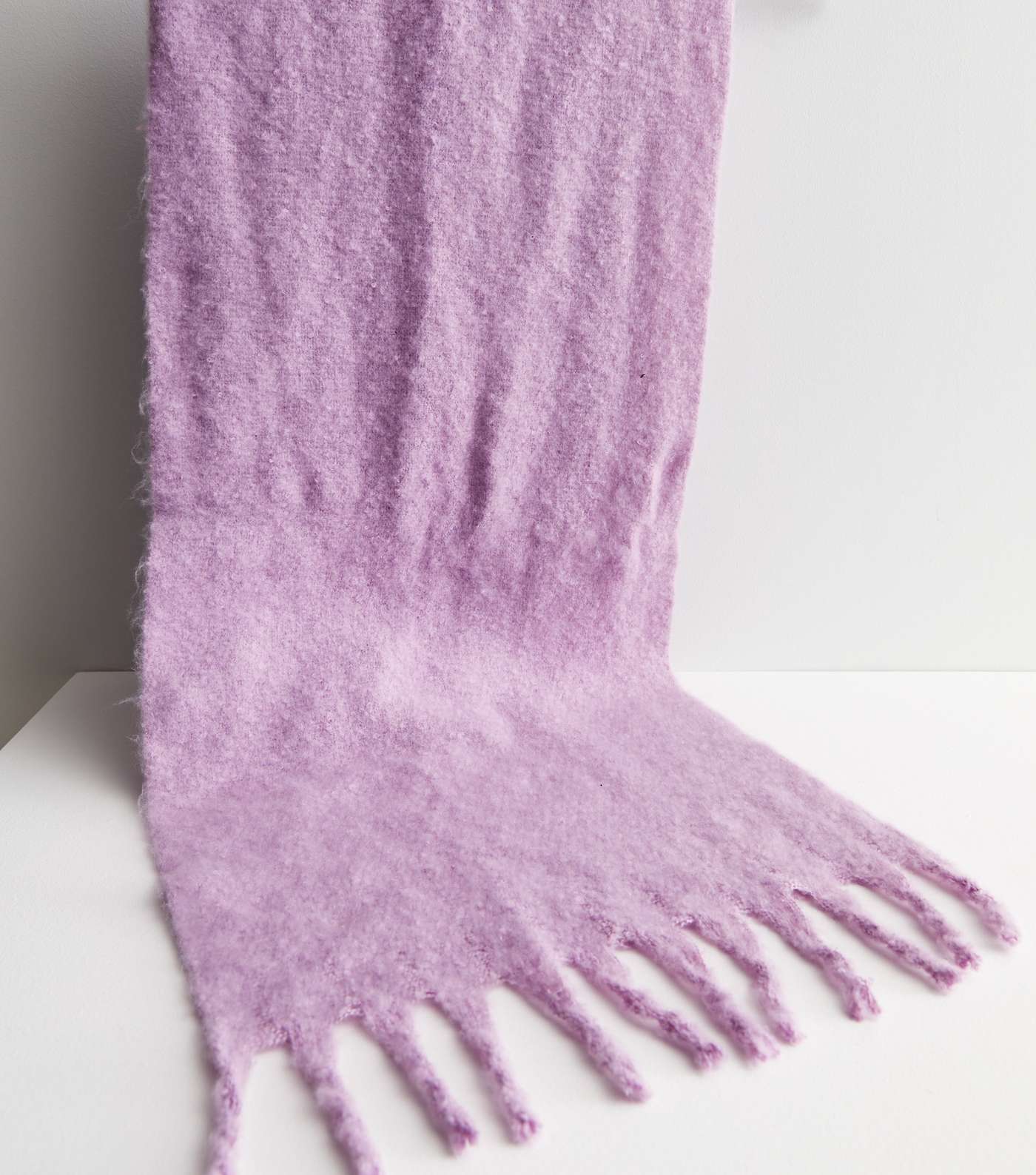 Lilac Knit Long Tassel Scarf Image 2