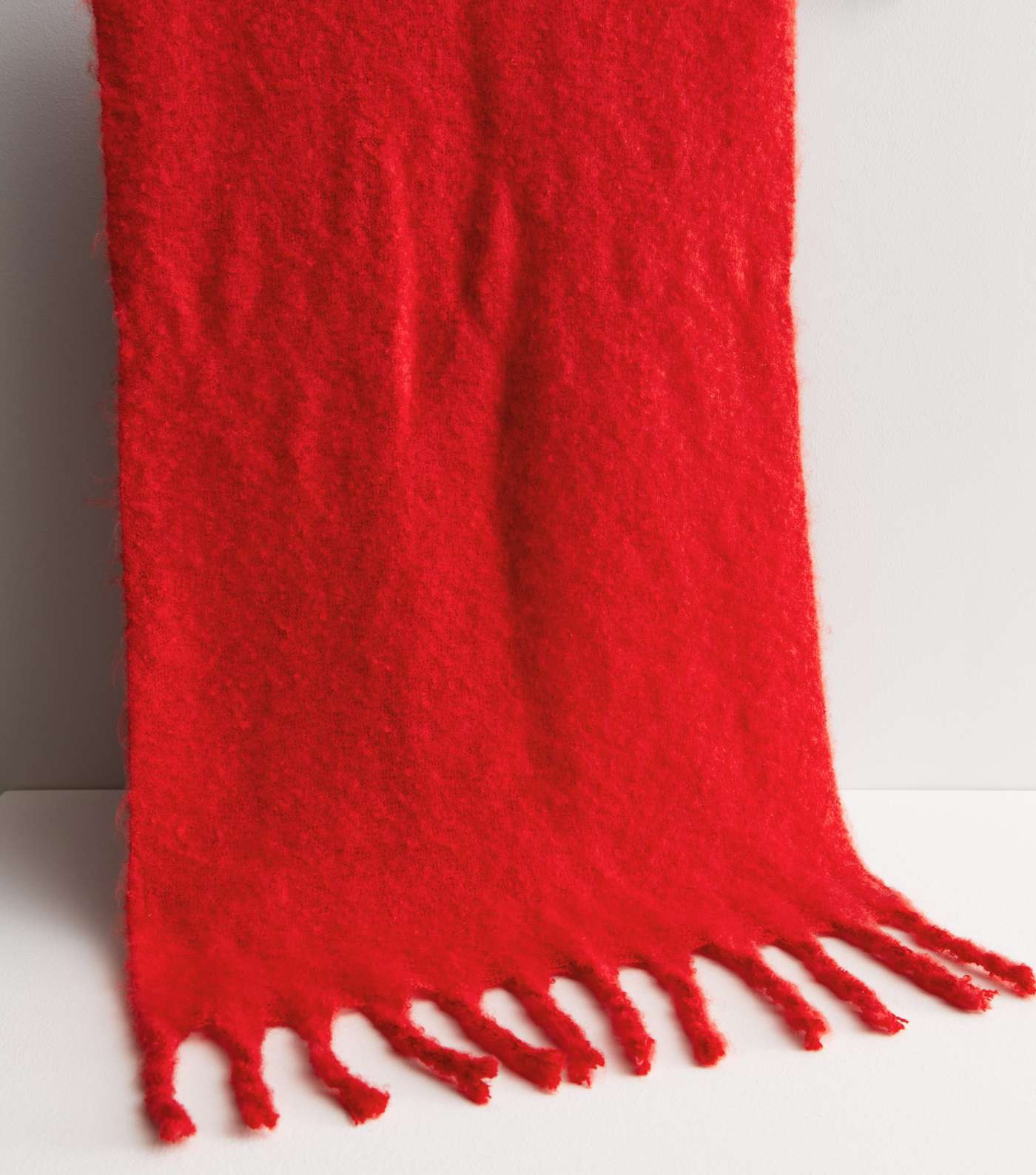 Red Knit Long Tassel Scarf Image 2