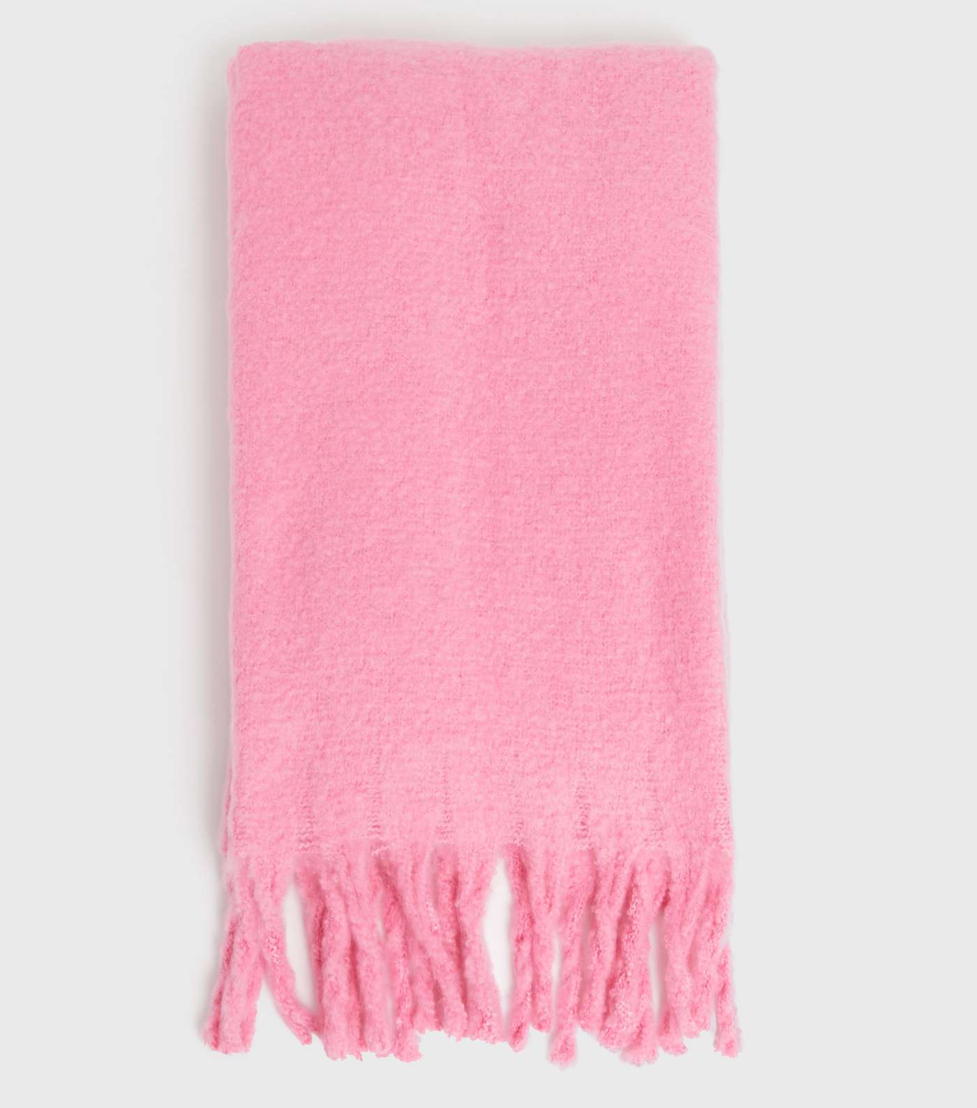 Bright Pink Knit Long Tassel Scarf Image 2
