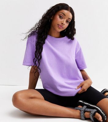 New Look Women's Lilac Plain Crew Neck T-Shirt - L