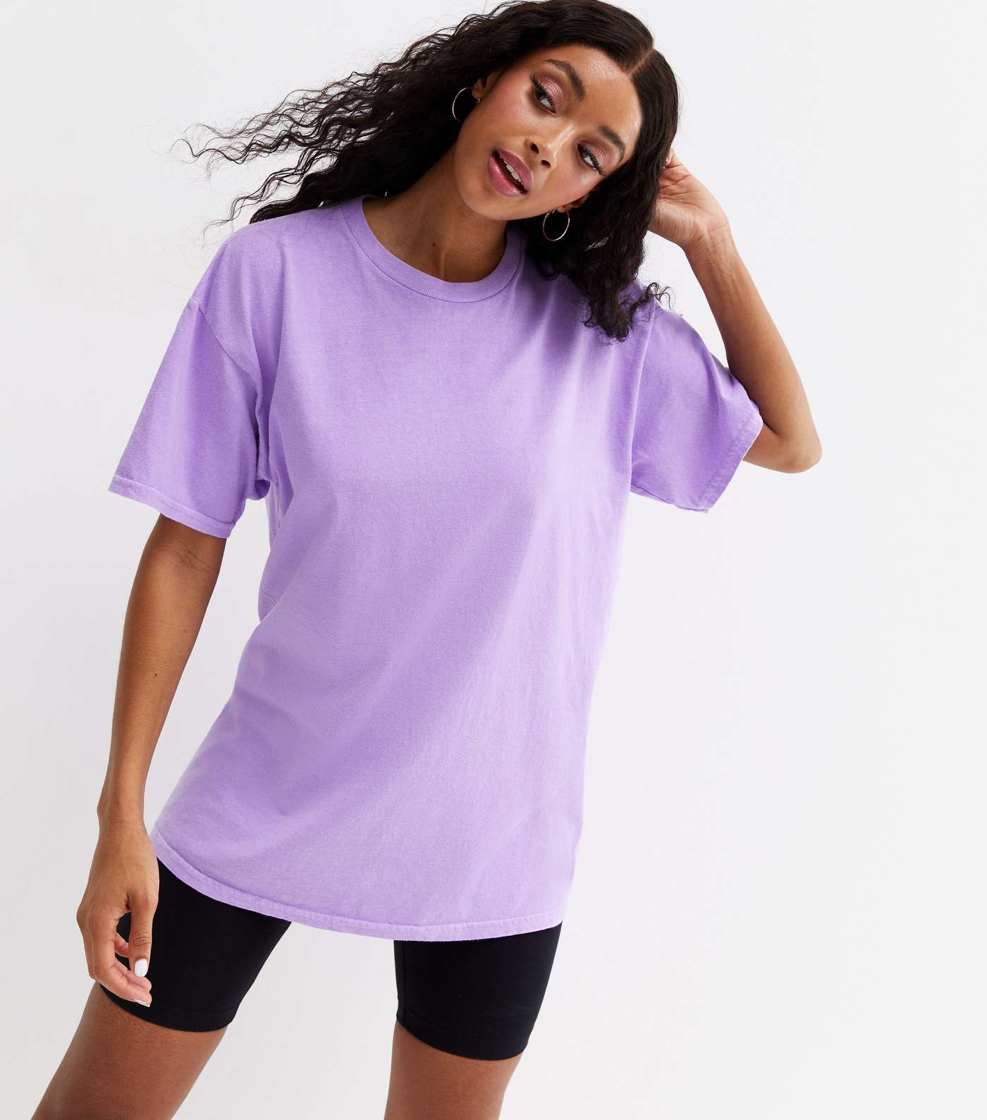 Lilac Plain Crew Neck T-Shirt Image 2