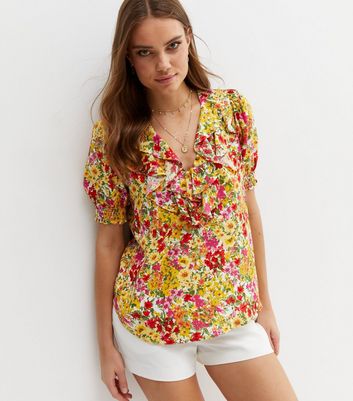 Yellow cheap floral blouse