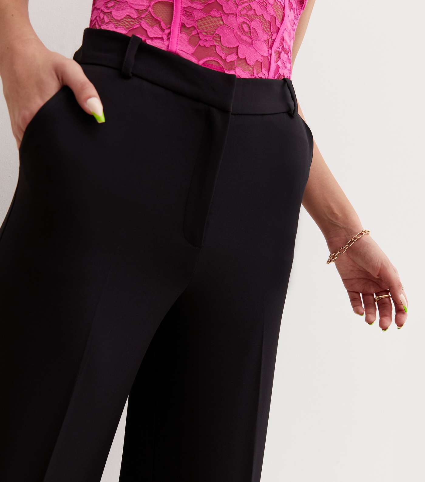 Black Tailored Wide Leg Trousers Image 2