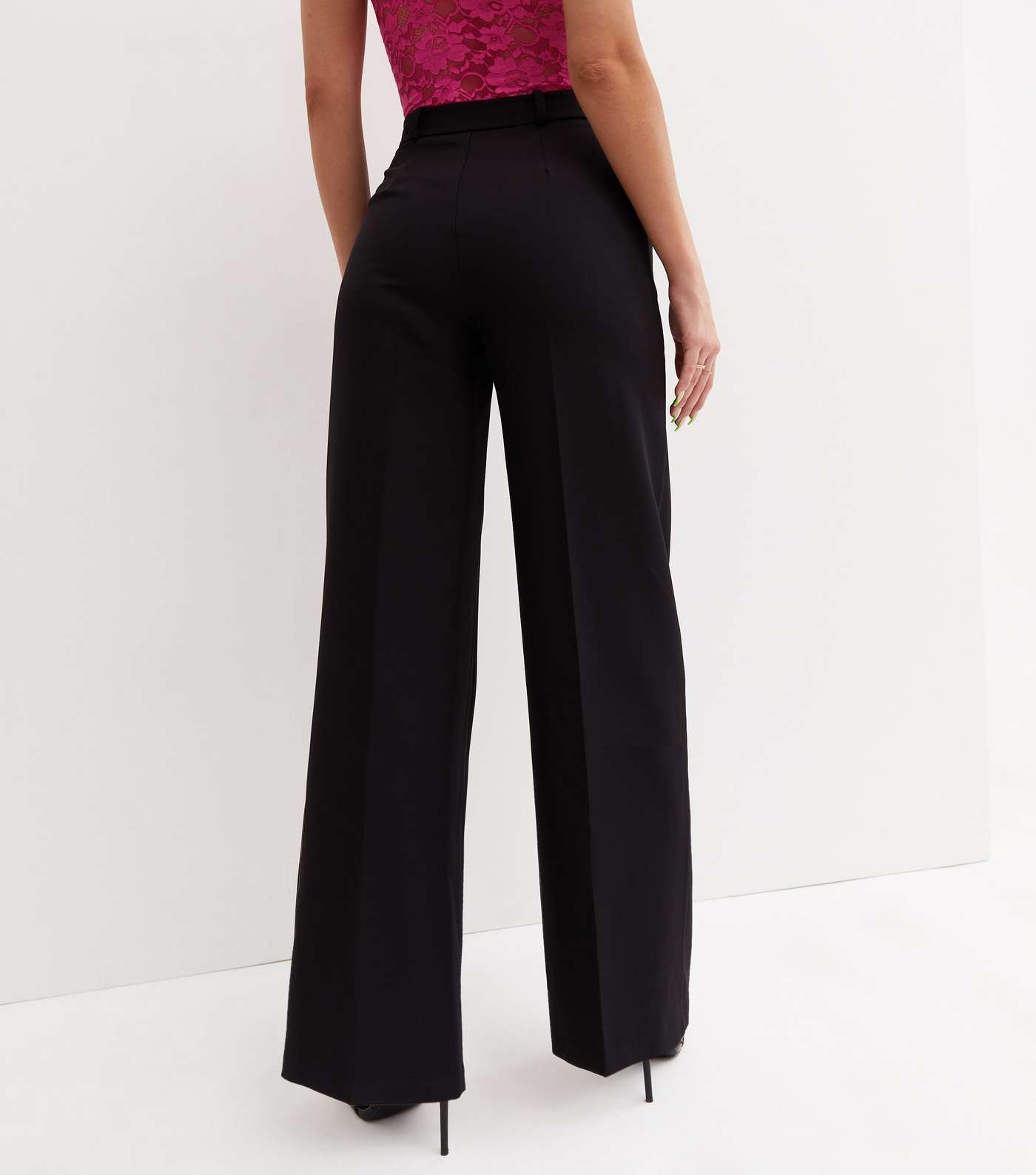Black Tailored Wide Leg Trousers Image 4
