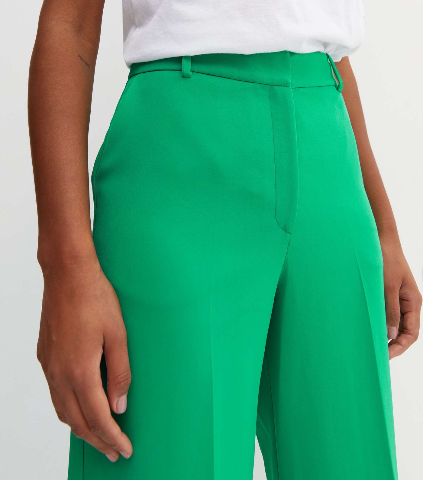 Green Tailored Wide Leg Trousers Image 3