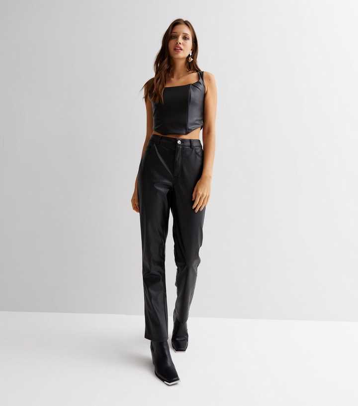 black leather trousers new look