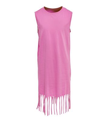 KIDS ONLY Bright Pink Sleeveless Fringe Dress New Look