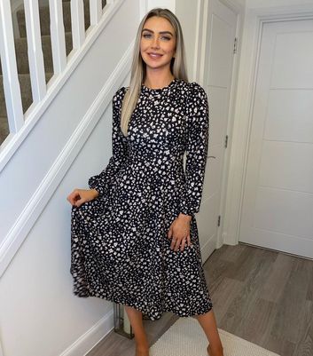 Missfiga Black Floral Long Sleeve Midi 