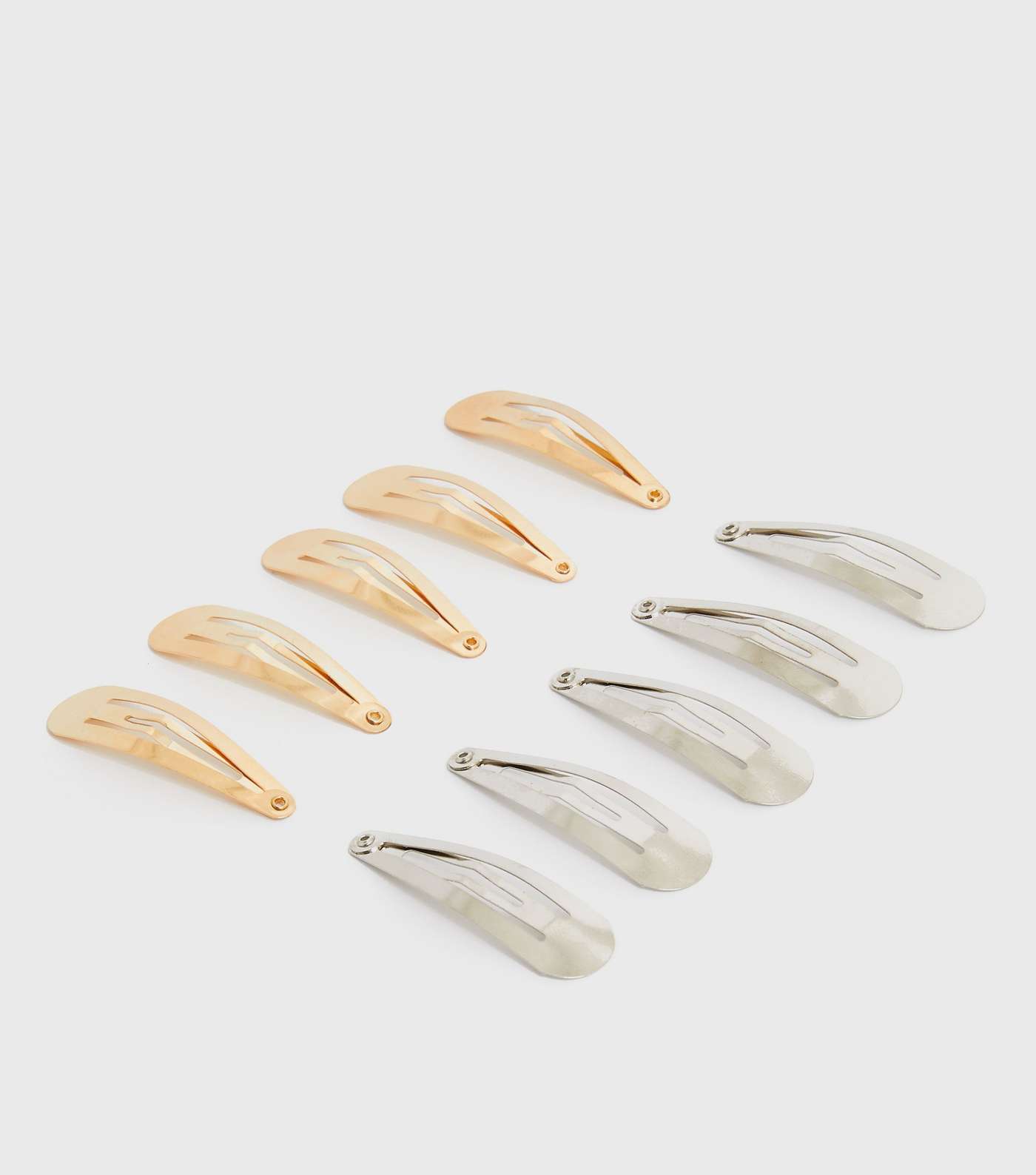10 Pack Gold and Silver Snap Hair Clips