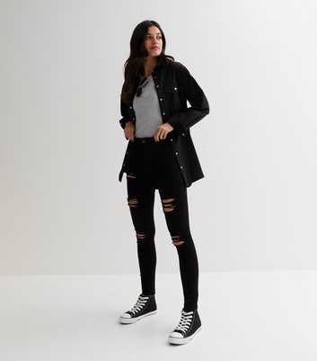 Black Ripped Mid Rise Amie Skinny Jeans