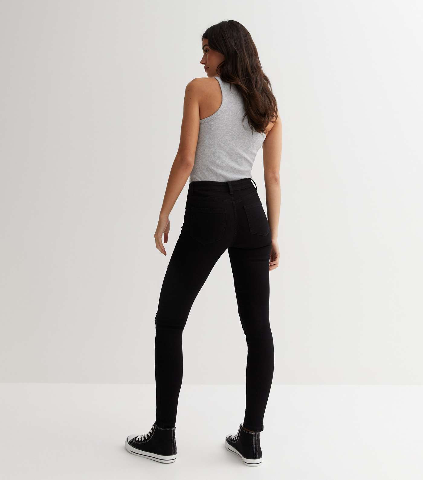 Black Ripped Mid Rise Amie Skinny Jeans Image 4