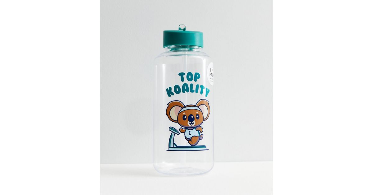Blue Koala Logo Straw Water Bottle New Look