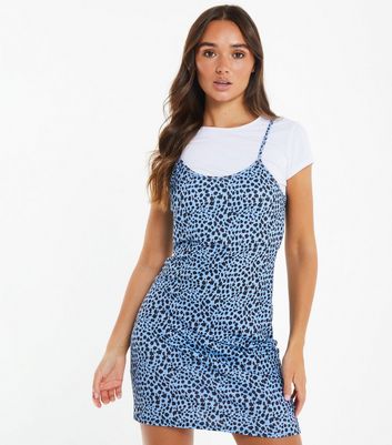 pale blue leopard print dress