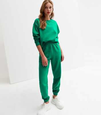 Green Jersey Cuffed Joggers