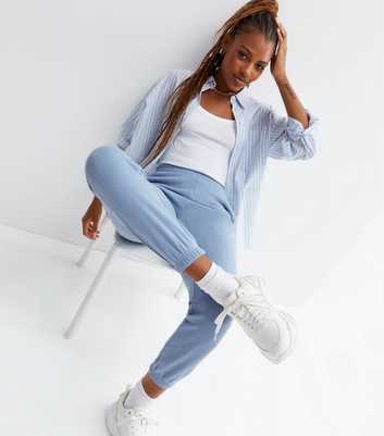 Pale Blue Jersey Cuffed Joggers