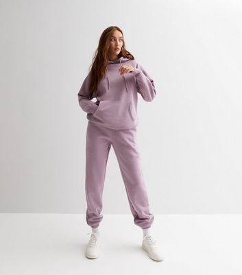 Lilac Jersey Cuffed Joggers New Look