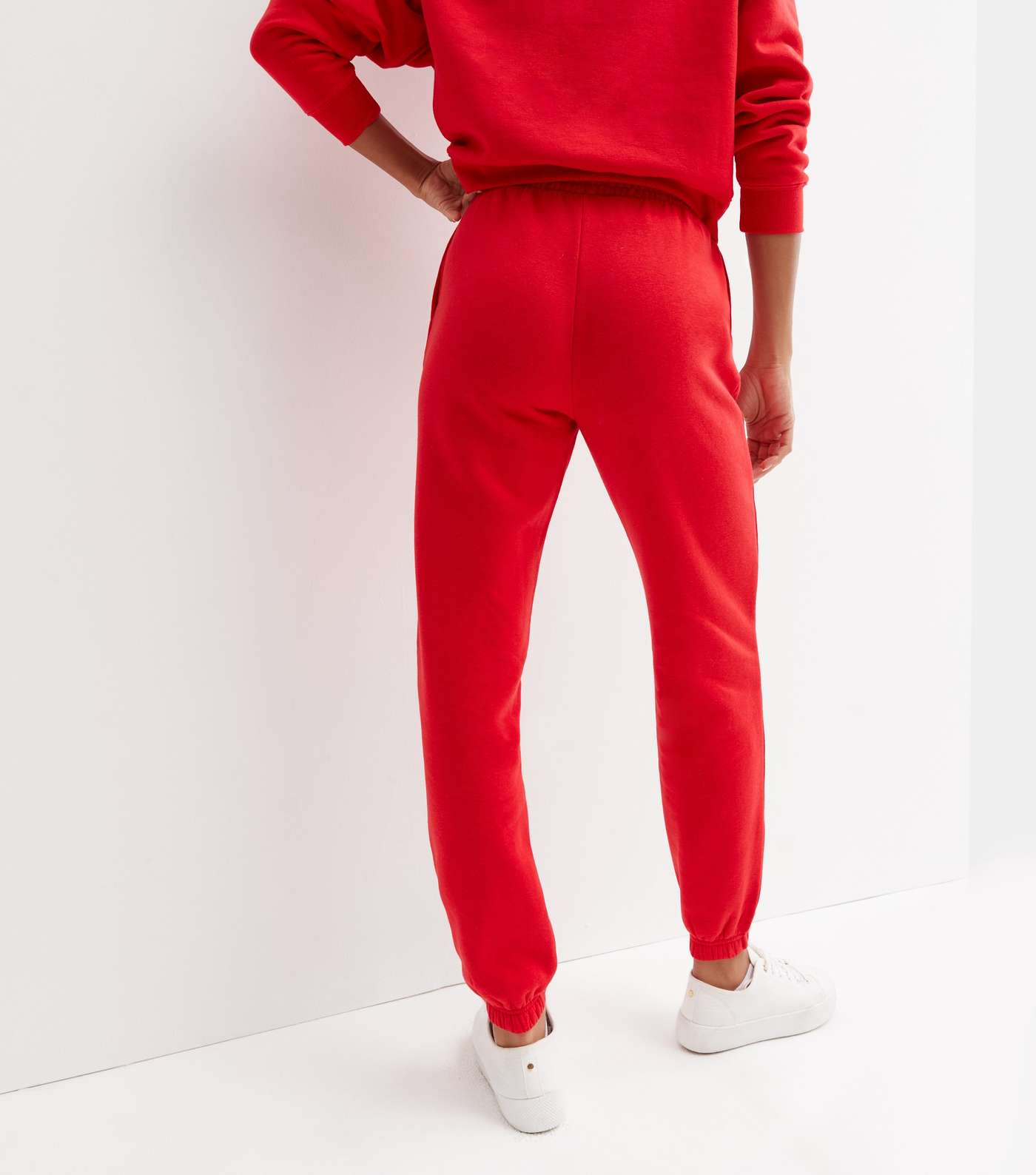 Red Jersey Cuffed Joggers Image 3